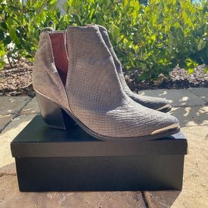 JEFFEREY CAMPBELL Charcoal Scale Suede Booties